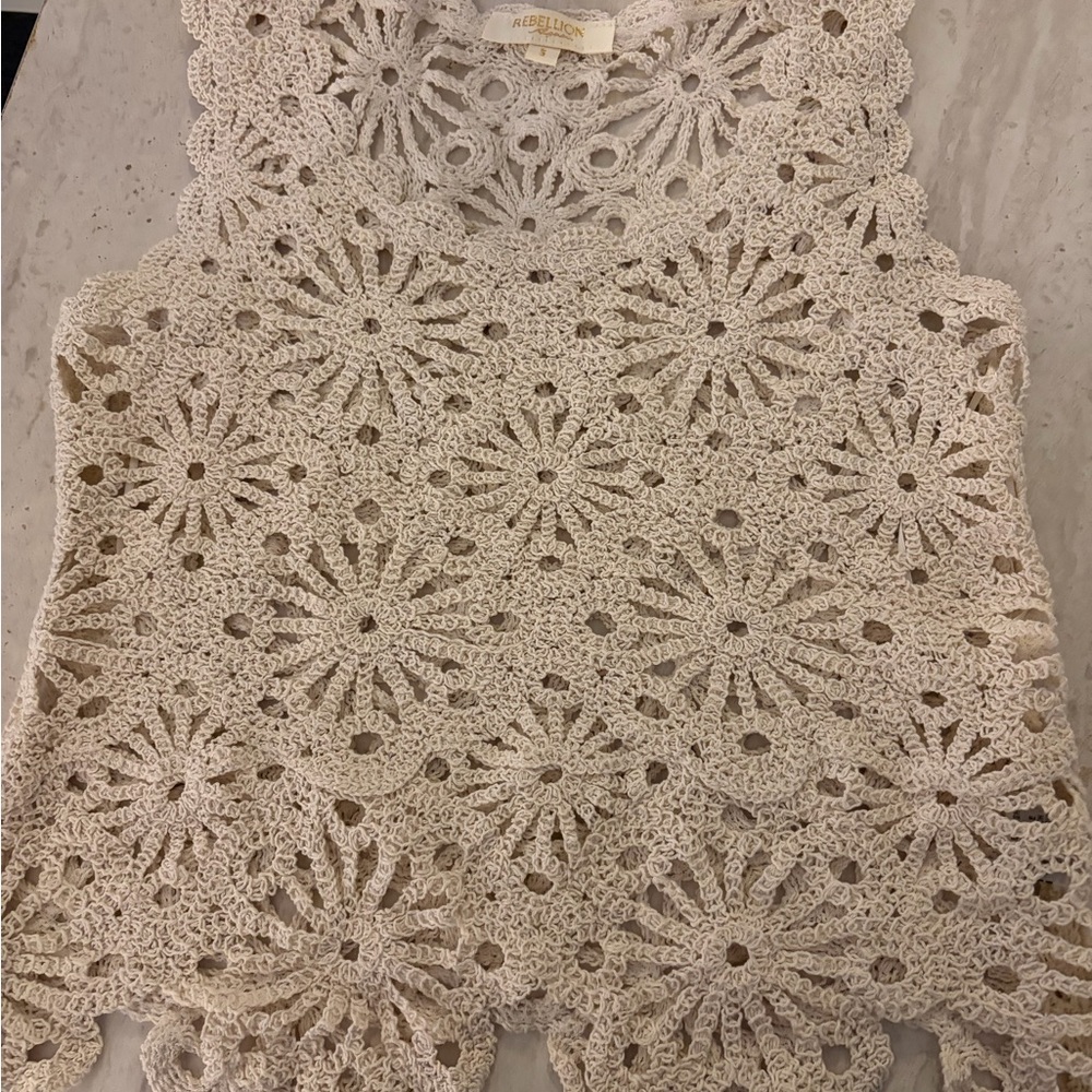 Rebellion Cream Floral Crochet Blouse